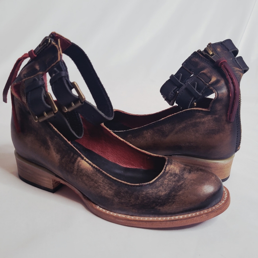 *SALE* Freebird by Steven Maribel Distressed Brown Leather Ankle Booties Moto 7 - Picture 2 of 13